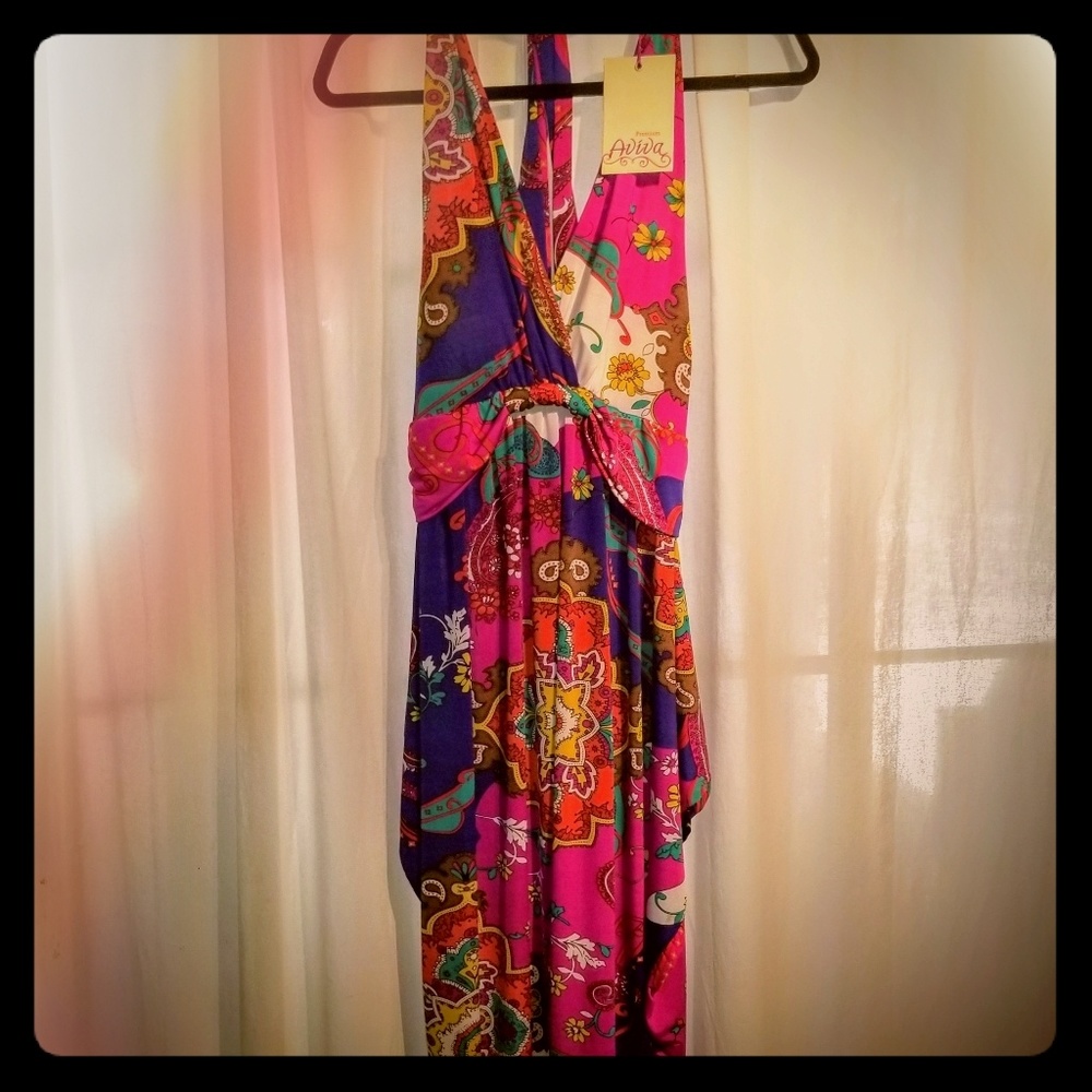 Aviva 'Y-Back' Slinky, knee-length dress